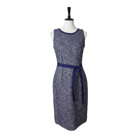 Paule Ka Sheath Dress Tweed Sleeveless Round Neck Purple Cream Women’s Size 8 - Picture 1 of 12